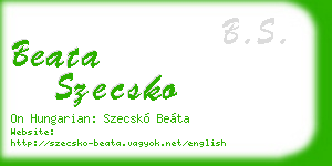 beata szecsko business card